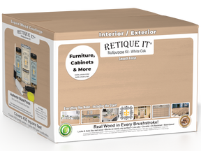 Retique It® Wood'n Finish Kit in white oak, multi-purpose smooth finish set with four large bottles for wood projects.