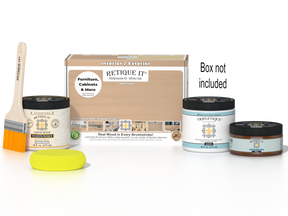 Retique It® Wood'n Finish Kit in White Oak for interior top coat, featuring smooth finish and multi-purpose wood finishing tools.