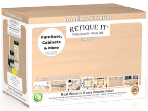Large White Oak Wood'n Finish Kit by Retique It® featuring smooth finish applicator and tools for wood furniture and decor.
