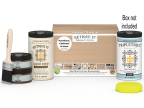 Large white oak wood finish kit by Retique It® with gloss top coat, ideal for interior wood projects and smooth finishing.