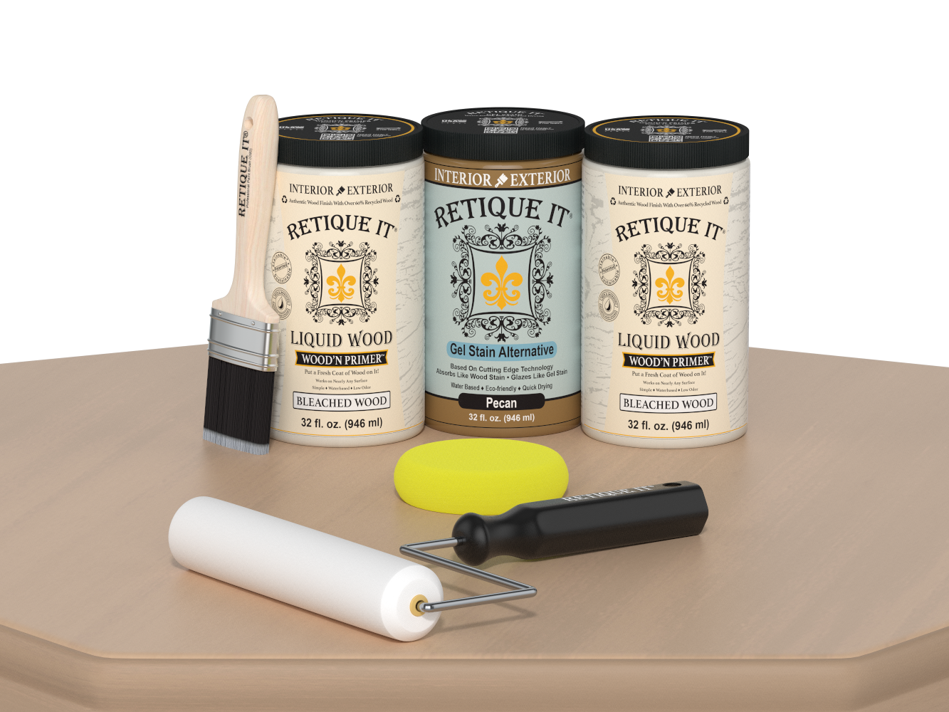 White oak Wood'n Cabinet Kit with 24 smooth doors, stain finish, for kitchen or bathroom cabinets by Retique It®.