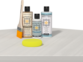 Retique It® wood finish kit featuring white wash interior top coat for smooth, multi-purpose wood furniture finishing.