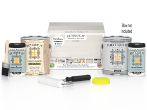 Retique It® Multi-purpose Smooth Finish Kit with four large white wash exterior top coats for wood surfaces.