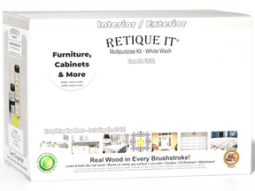 Retique It® Wood'n Finish Kit large white wash exterior top coat with matte finish, including smooth finish components for wood surfaces