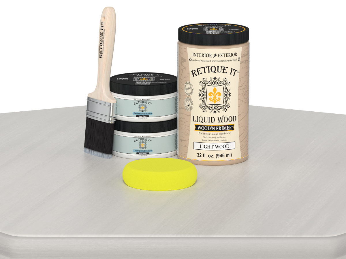 Large white wash wood finish kit by Retique It® featuring smooth, multi-purpose application for furniture and wood surfaces.