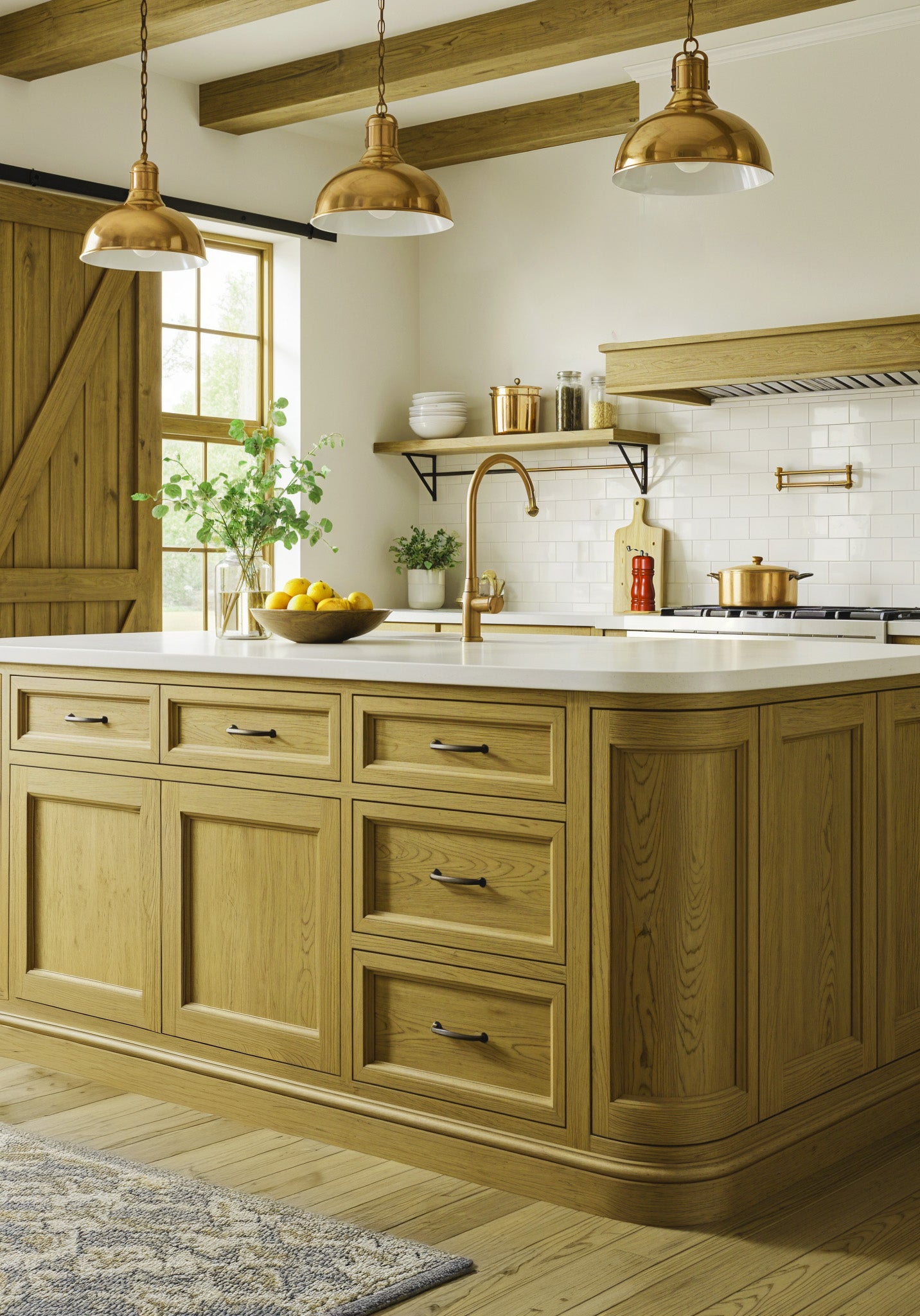 Large Old Oak Wood'n Finish Kit by Retique It® for interior wood projects, shown with a barnwood-style kitchen island.