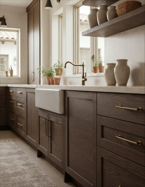 Retique It® Wood'n Cabinet Kit in Black Walnut stain showing rustic kitchen cabinet doors with a rich, grained black walnut finish.