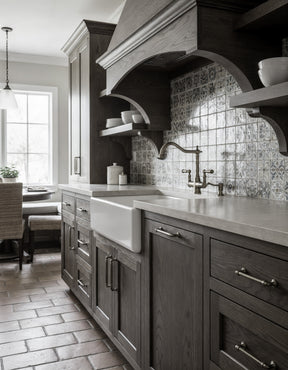 Retique It Wood'n Cabinet Kit with 24 grained black doors, showcasing a classic black wood stain for rustic kitchen cabinets.