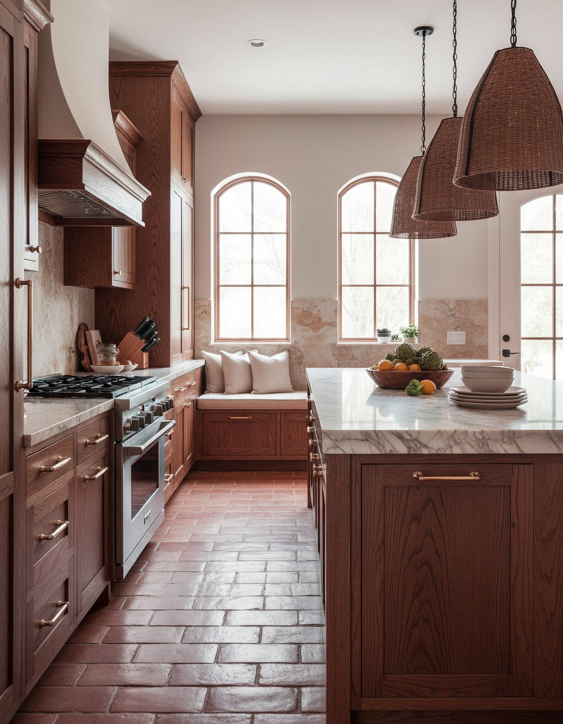 Retique It® Wood'n Finish Kit in Vintage Cherry, large size, showing wood stain and finish application on dark oak rustic kitchen surface.
