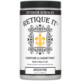 Retique It® furniture and cabinet paint in a quart, showing smooth, even coating on a wooden surface for furniture renovation.