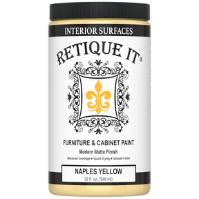 Retique It® furniture and cabinet paint in quart size, Naples Yellow, ready for furniture restoration or cabinet refinishing.