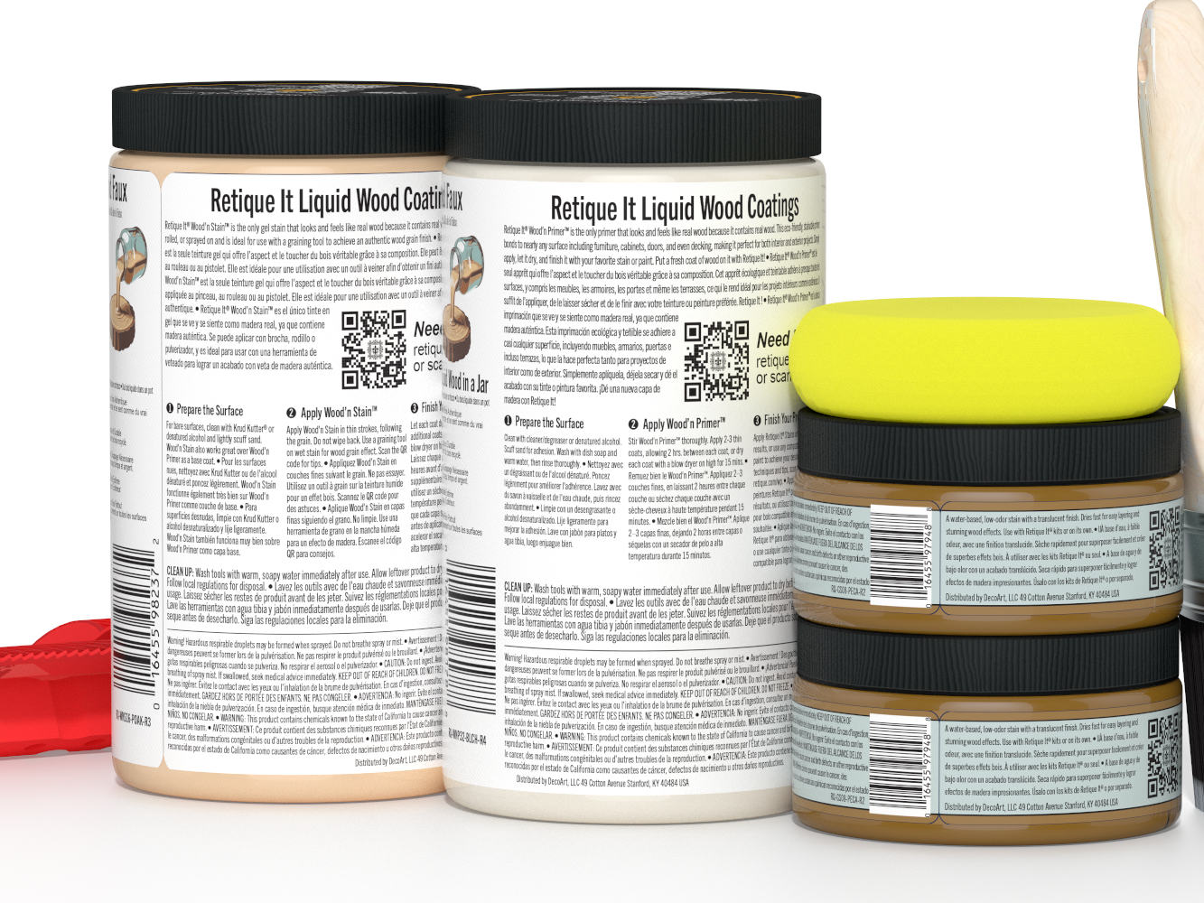 Large White Oak Wood'n Finish Kit from Retique It® with various finishing tools and products for wood projects.