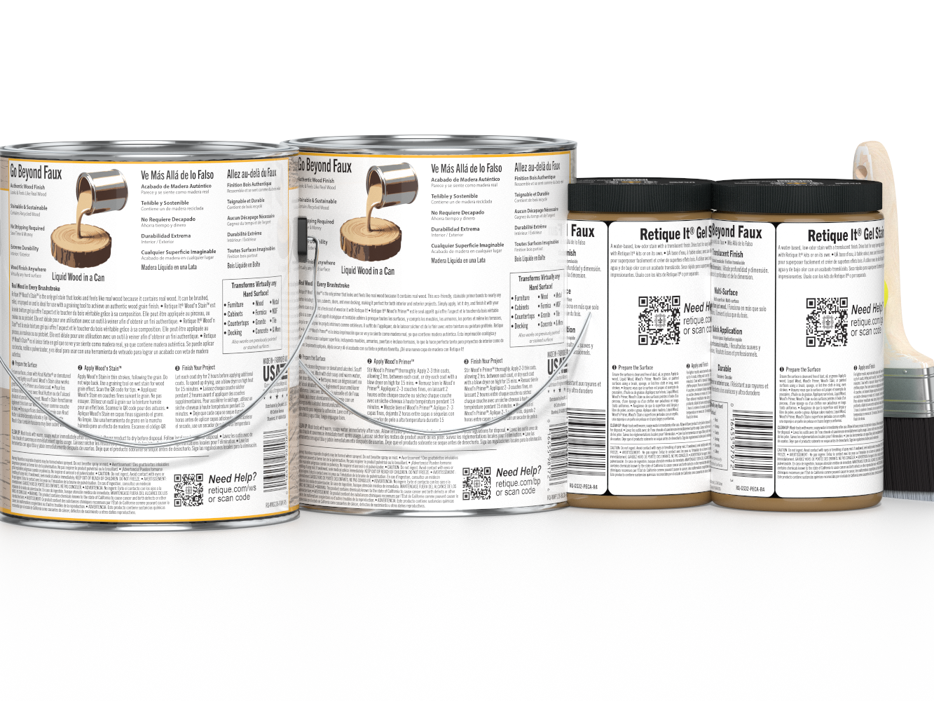 Retique It® Wood'n Finish Kit in White Oak, multi-purpose wood finishing set with four large containers for wood projects.