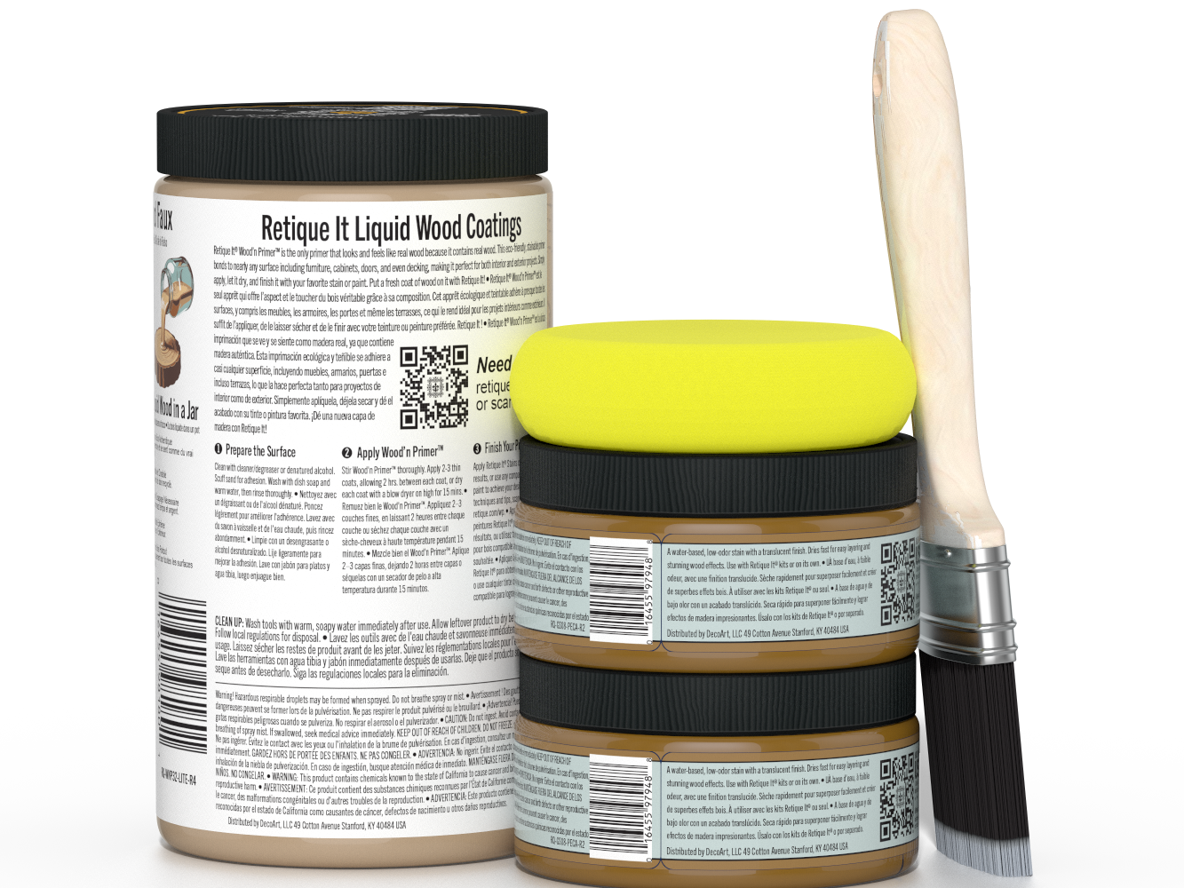 Large Pecan Wood'n Finish Kit from Retique It® with smooth finish products for multi-purpose wood finishing projects.