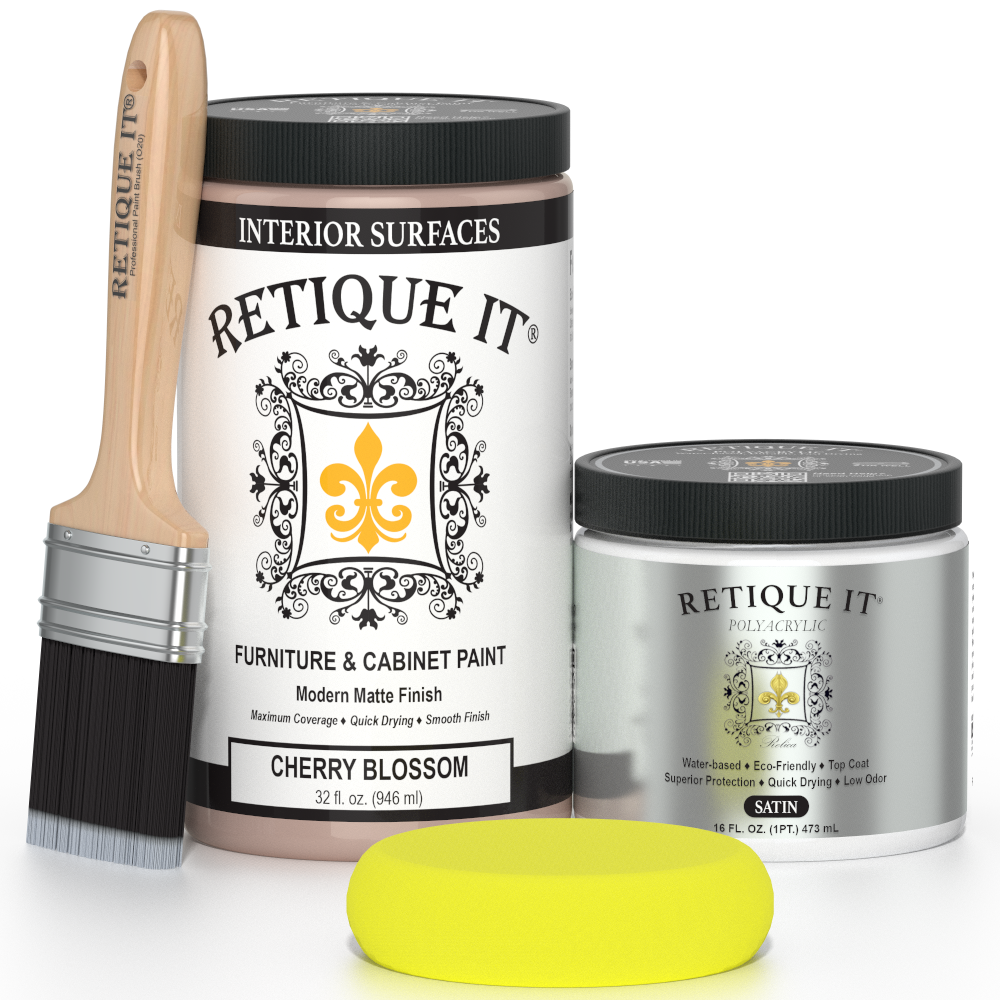 Retique It® FCP-CHBL-M paint in a container, showing a close-up of the vibrant blue paint color and product label.