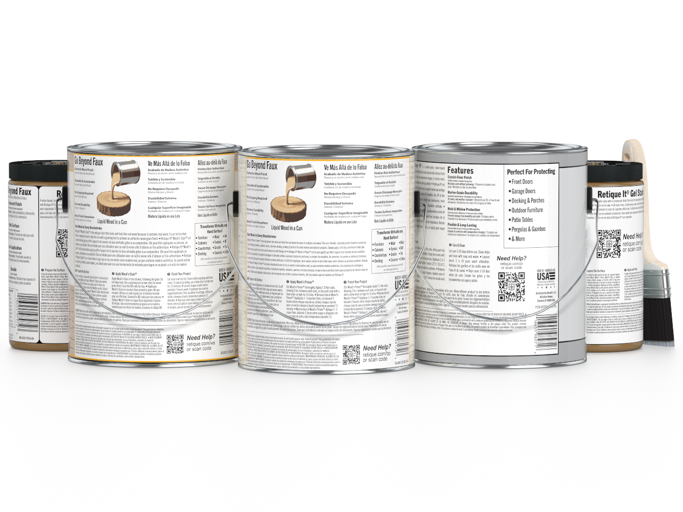 Retique It® Wood'n Finish Kit XL with wood stain and finishing supplies, shown in a clear image of the product packaging.