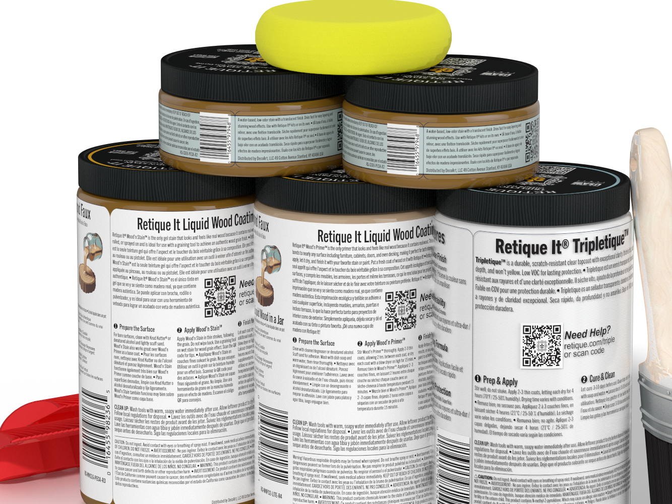 Large Retique It® Wood'n Kit in Dark Pecan for interior wood finishing, featuring wood stain and top coat in a multi-purpose kit.