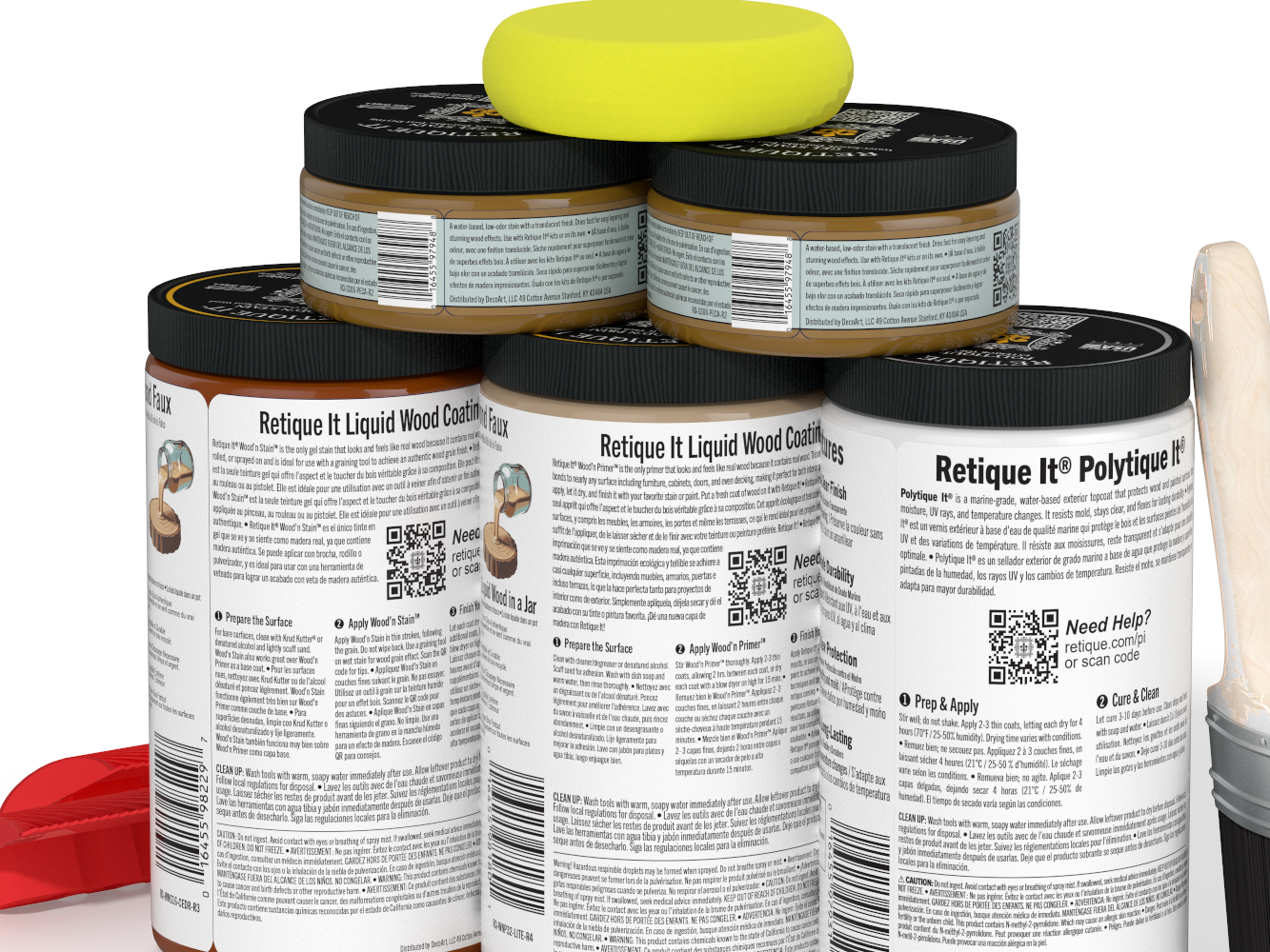 Large Cedar Wood'n Finish Kit from Retique It® with exterior top coat and multi-purpose wood finishing supplies.