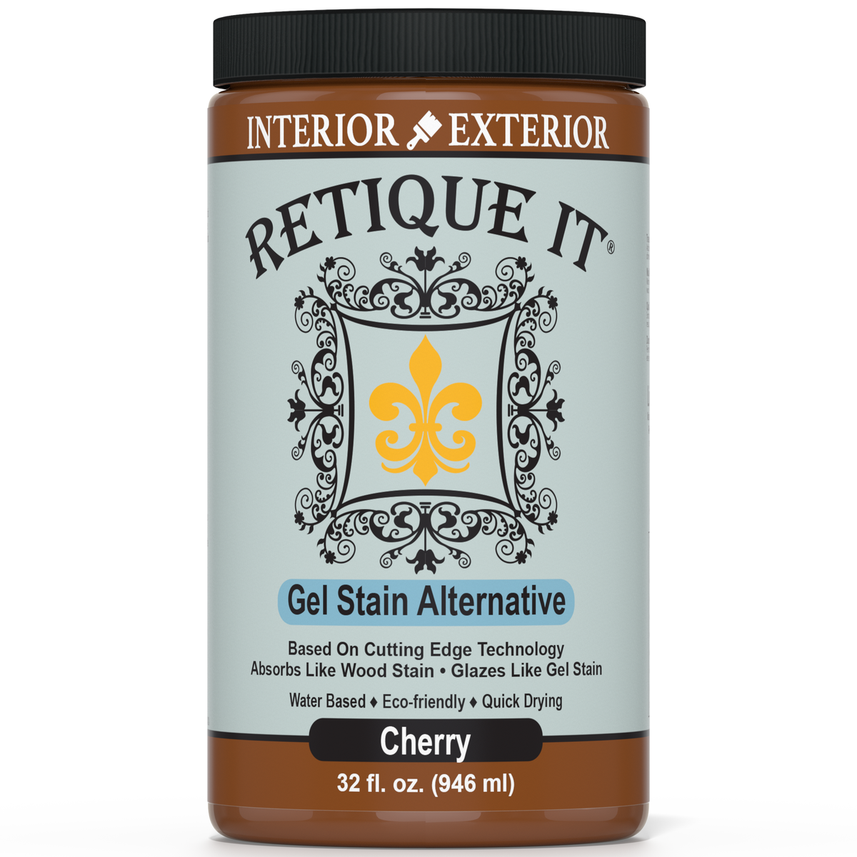 Retique It® Cherry Gel Stain showing a smooth application of deep red wood stain on a surface.