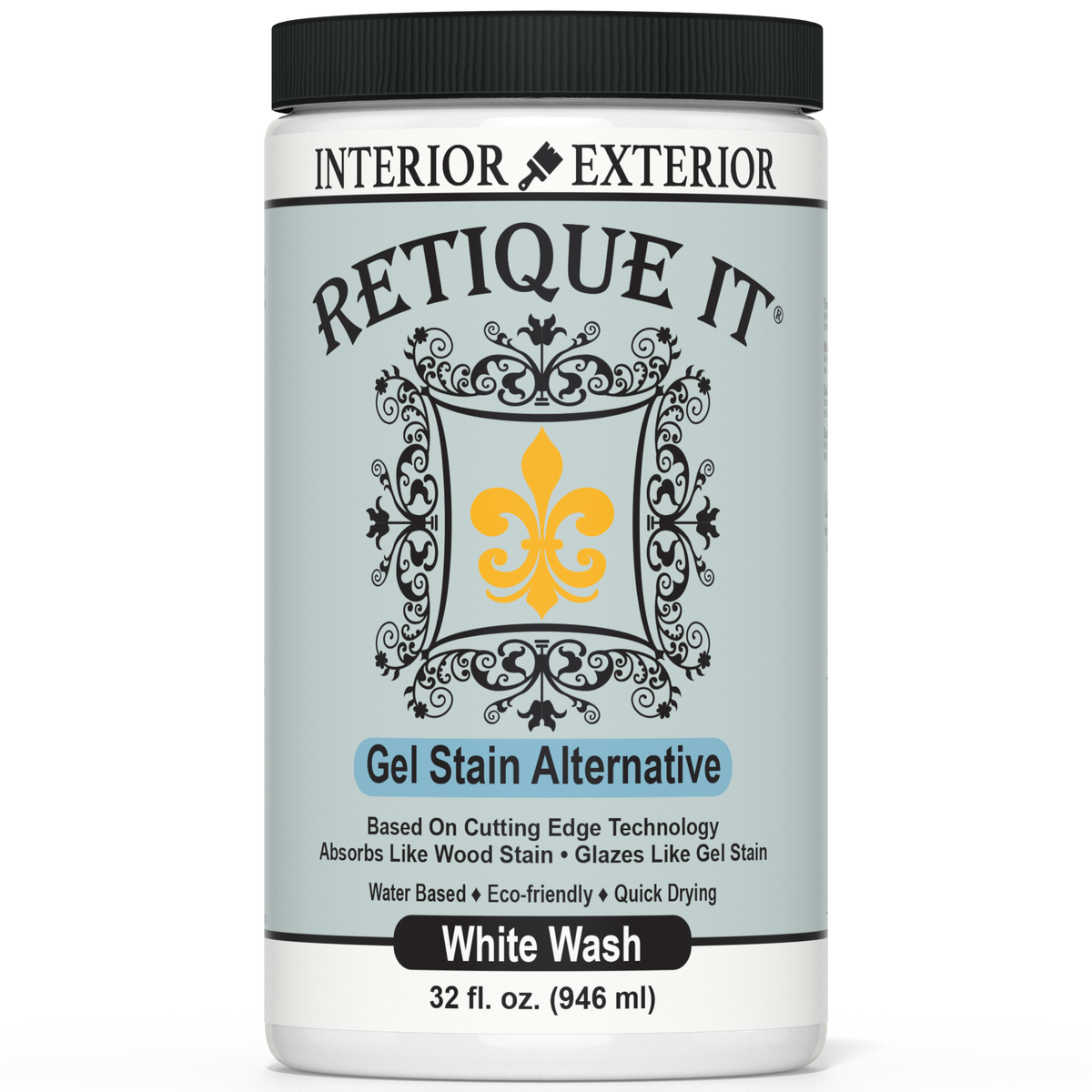 Retique It® white wash gel stain applied to wood surface, showcasing a smooth, light finish for furniture or decor projects.