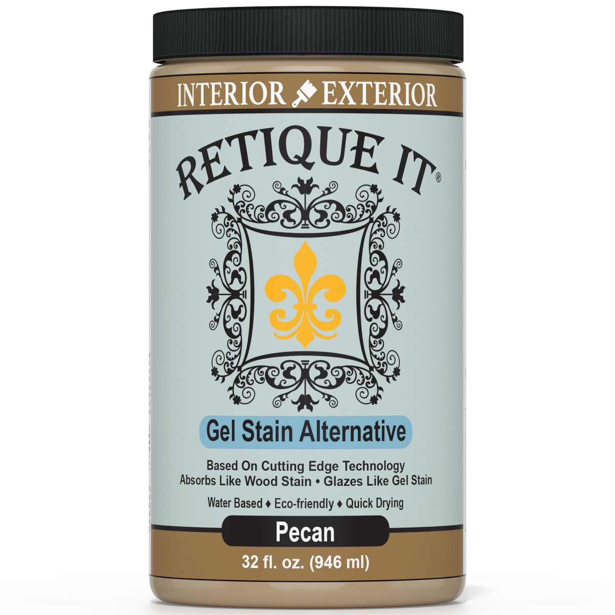 Retique It® Gel Stain in Pecan color, showcasing a smooth, rich wood finish applied to a surface for a natural look.