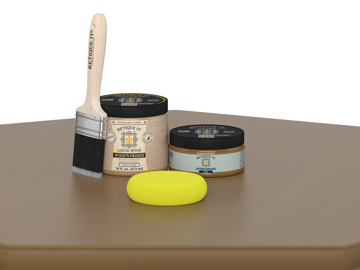 Retique It® Wood'n Finish Kits Multi-purpose Smooth Finish Kit in Pecan, medium size, featuring wood finishing supplies in a sleek design.