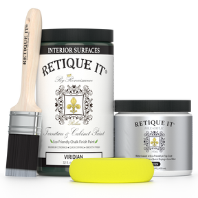 Retique It® furniture and cabinet paint in quart container, vivid viridian color, suitable for furniture and cabinetry painting.