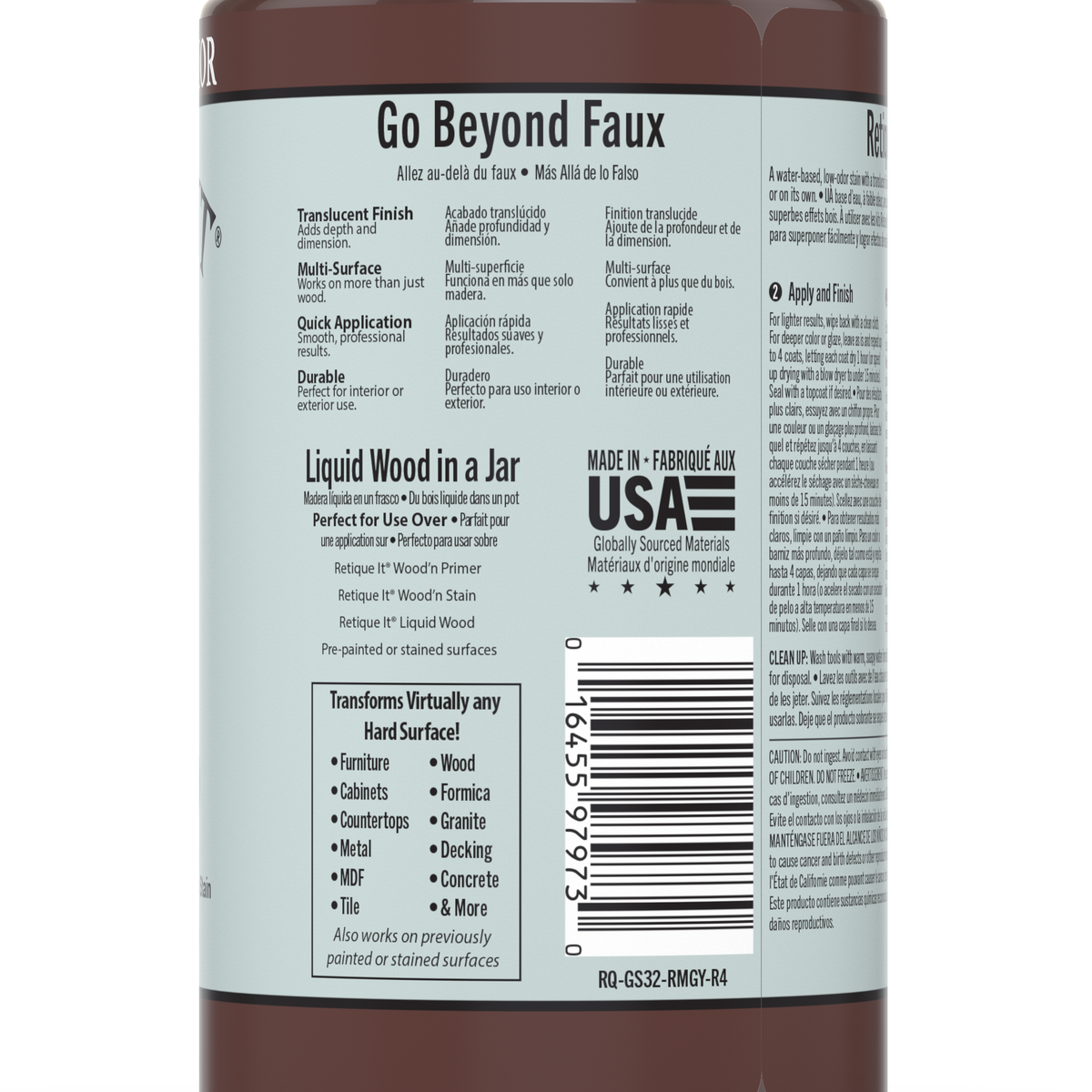 Retique It® Gel Stain in Red Mahogany applied to wood surface, showcasing rich, deep reddish-brown color for furniture or cabinetry.