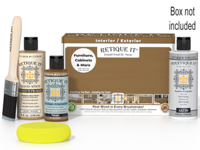 Retique It® Multi-purpose Smooth Finish Kit in Pecan for exterior wood, satin top coat with a smooth finish on wood surfaces.
